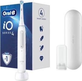 Oral-B iO Series 4 Ηλεκτρική Οδοντόβουρτσα με Χρονομετρητή, Αισθητήρα Πίεσης και Θήκη Ταξιδίου White