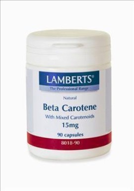 Lamberts Natural Beta Carotene 15mg Συμπλήρωμα Με Ισχυρή Αντιοξειδωτική Δράση, 90 Κάψουλες