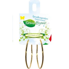 Farma Bijoux Gold Hoop Earring Smooth Gold-Plated 20kt Υποαλλεργικά Σκουλαρίκια Χρυσοί Κρίκοι Με σχέδιο 1ζεύγος