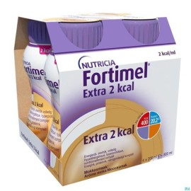 Nutricia Fortimel Extra 2kcal Yπερθερμιδικό, Υπερπρωτεϊνικό Ρόφημα Με Γεύση Μόκα 4x200mL