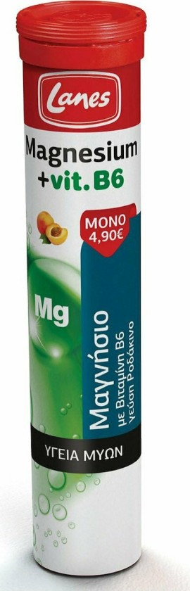 Lanes Magnesium + Vitamin B6, Μαγνήσιο µε Βιταμίνη B6, 20 αναβράζοντα δισκία