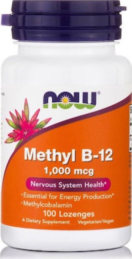 Now foods Methyl B-12 1000mcg Συμπλήρωμα Διατροφής Για Την Λειτουργία Του Εγκεφάλου,Του Νευρικού Συστήματος & Του Ανοσοποιητικού, 100 Παστίλιες