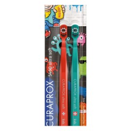 Curaprox Kids Ultra Soft Toothbrush Special Edition Παιδική Οδοντόβουρτσα Mε Πολύ Μαλακές Ίνες Κόκκινο-Τιρκουάζ 4-12 Ετών 2τεμ