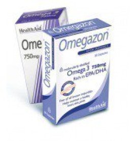 Health Aid Omegazon Συμπλήρωμα Διατροφής με Ωμέγα-3 Λιπαρά Οξέα για Καλή Λειτουργία της Καρδιάς & του Κυκλοφορικού 750mg 30 Κάψουλες